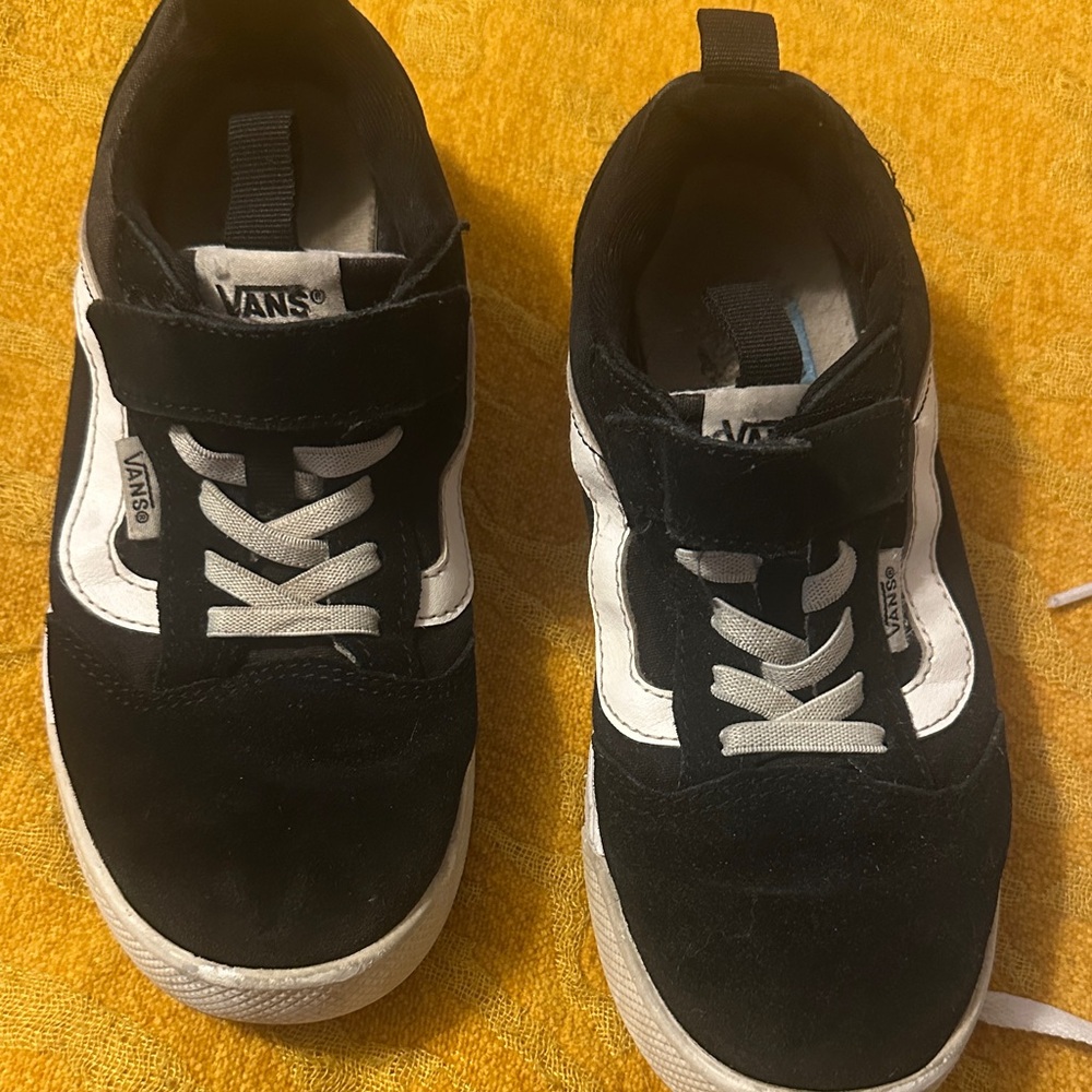 Vans Kids Black and White Velcro Sneakers
